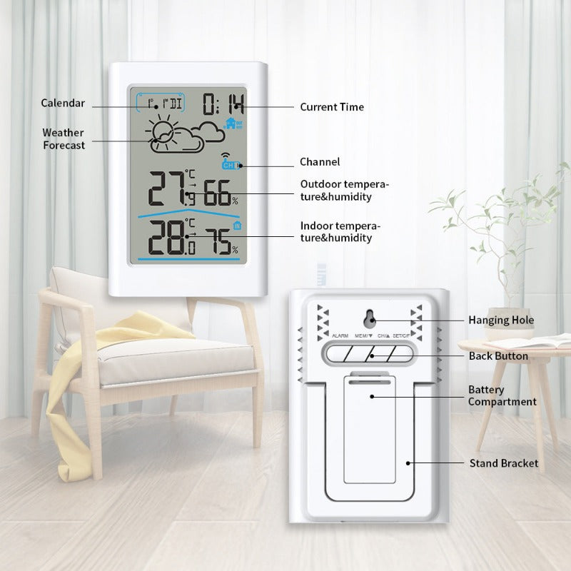 LCD Digital Smart Wireless Weather Station In/Outdoor Thermometer Hygrometer Remote Sensor Alarm Time Clock Weather Forecast