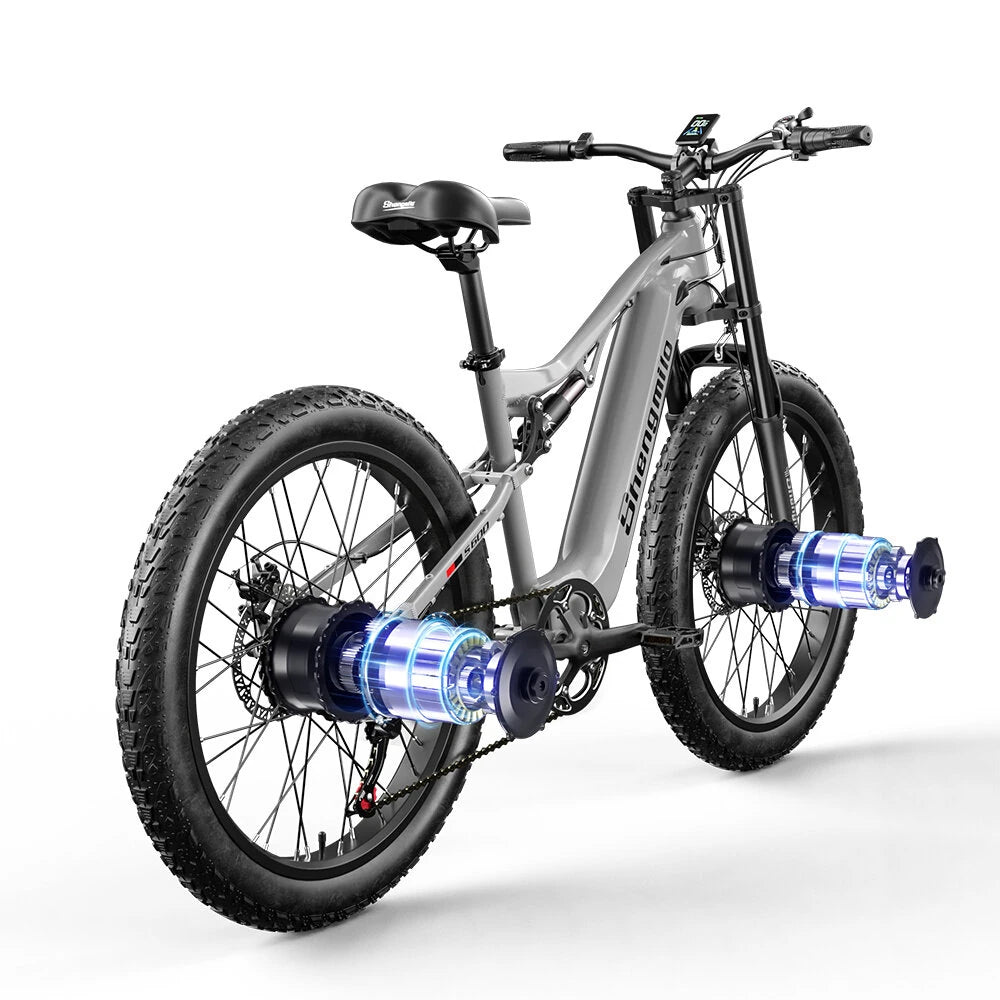 Electric Bike 48V 17.5AH SamsungBattery 1000W*2 Dual Motors Recommended Top Speed 25KM/H 26inch Tires 90KM Max Mileage 150KG Max Load Electric Bicycle