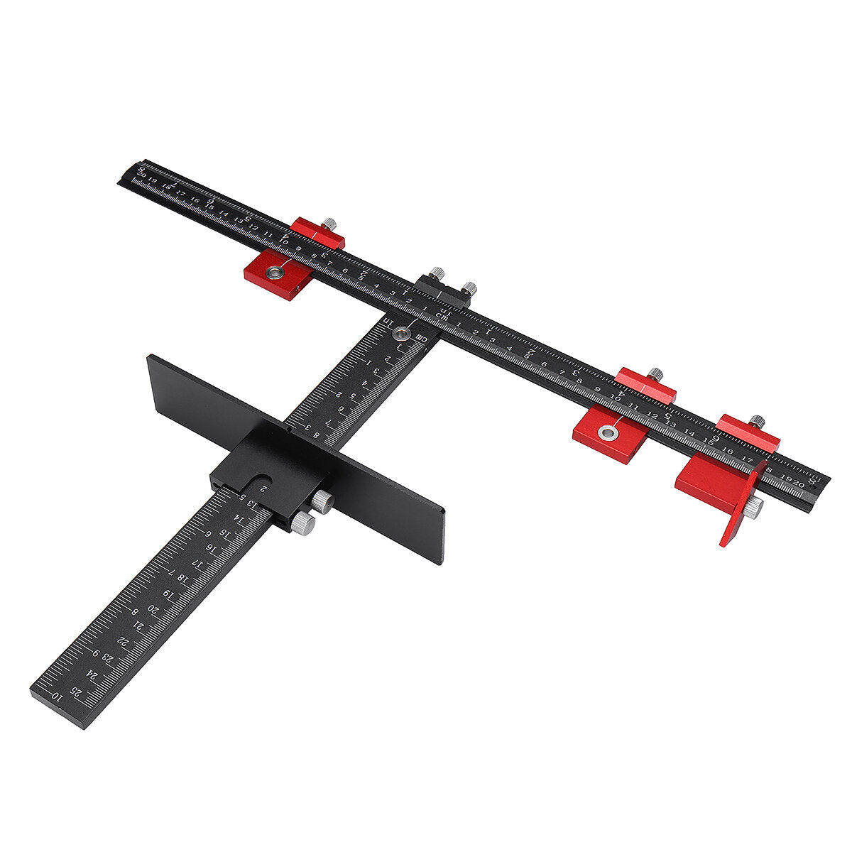 Aluminum Alloy Cabinet Hardware Jig Fixture 4MM+5MM Punching Locator Woodworking Drill Positioning Guide T-ruler