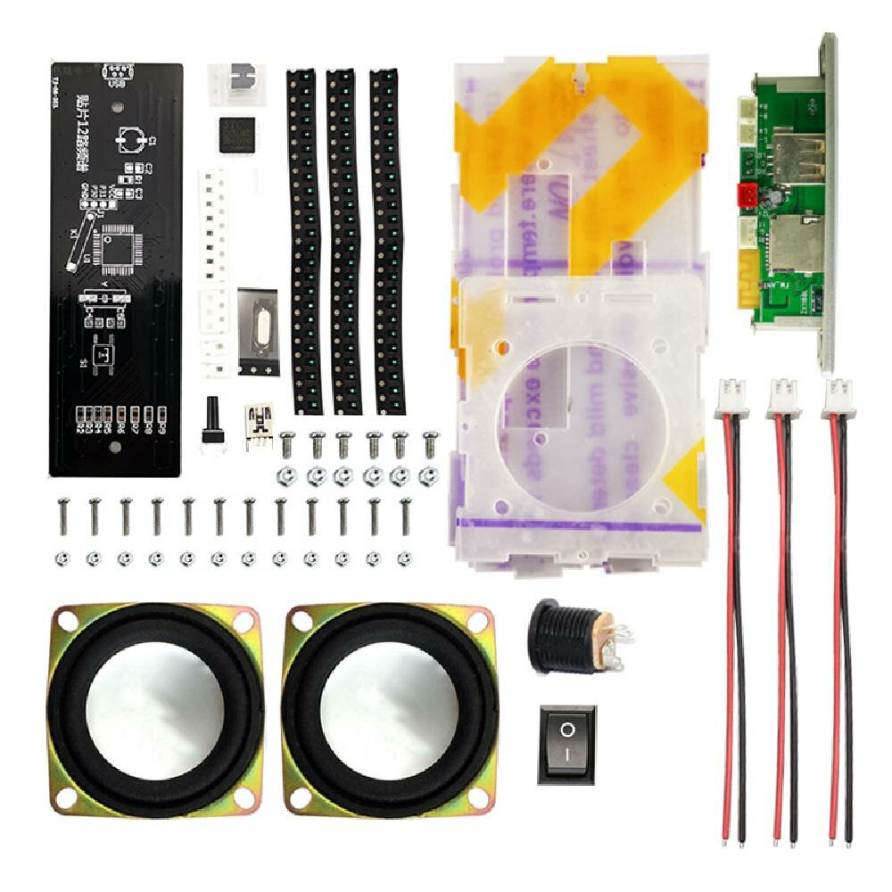 DIY Music Spectrum Bluetooth Speaker Two-channel Audio MP3 Mini Amplifier Electronic Production Kit