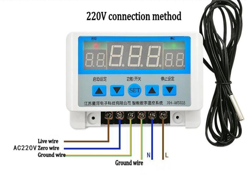 AC 220V DC 12V 24V Digital Thermostat 30A Thermometer Temperature Switch Wall Hanging Max 6600W