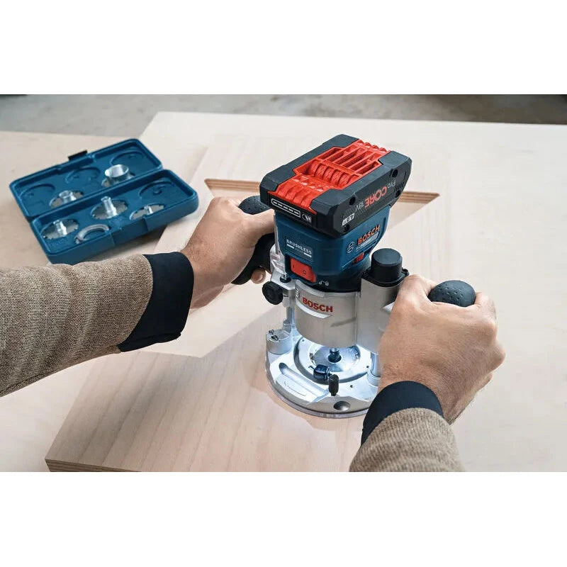 PRO GKF 18V-8 for Bosch Cordless Edge Router 18V Brushless Motor 6mm & 1/4'' Collets Professional Woodworking Trim Router With L-BOXX Case