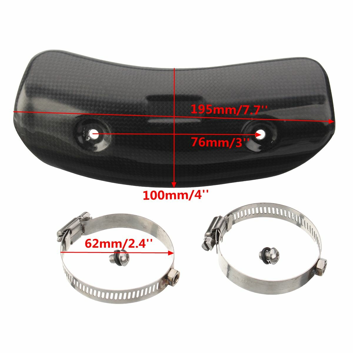 4/5/8inch Carbon Motorcycle Exhaust Muffler Pipe Heat Protective Shield Cover