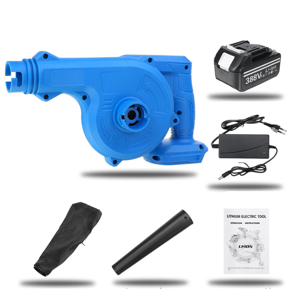 2 IN 1 1000W Cordless Electric Air Blower & Suction Handheld Leaf Computer Dust Collector Cleaner Power Tool