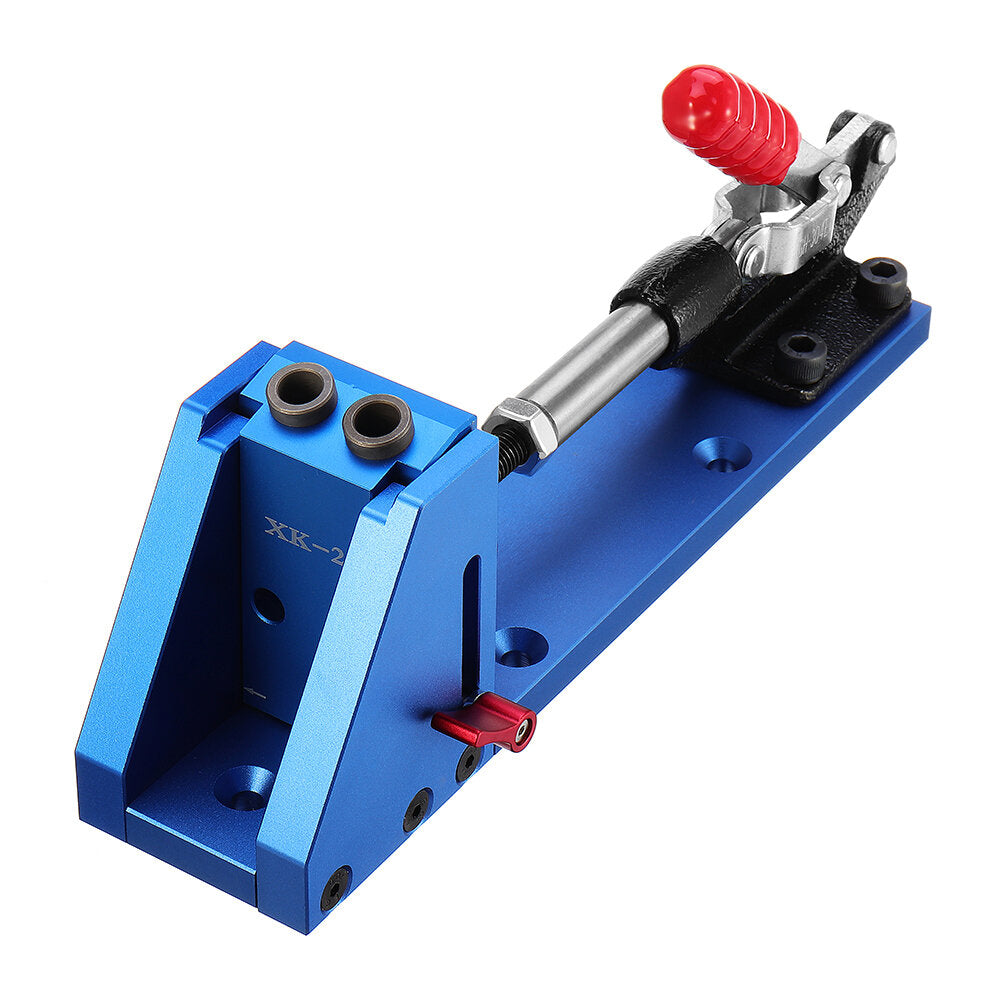 Aluminum Alloy Pocket Hole Jig System Woodworking Drill Guide with Toggle Clamp 9.5mm Step Drill Bits
