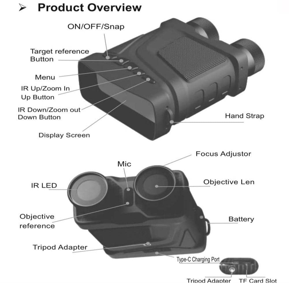 Night Vision Device with 3-Inch TFT Screen, 1080P HD Video, 6W Infrared, Portable for Outdoor Use, 200M Range