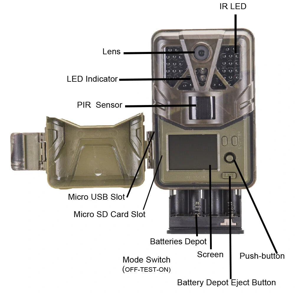 36MP 2.7K Night Vision Waterproof Hunting Camera 0.2s Trigger Time IP65 Recorder Wildlife Trail Camera for Home Security Wildlife Monitoring