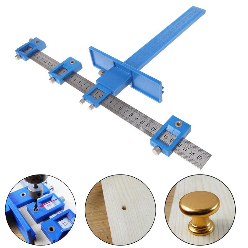Multi-Purpose Handle & Knob Mounting Template with L-Bracket, 410x300mm, Durable ABS & Stainless Steel, Easy to Use