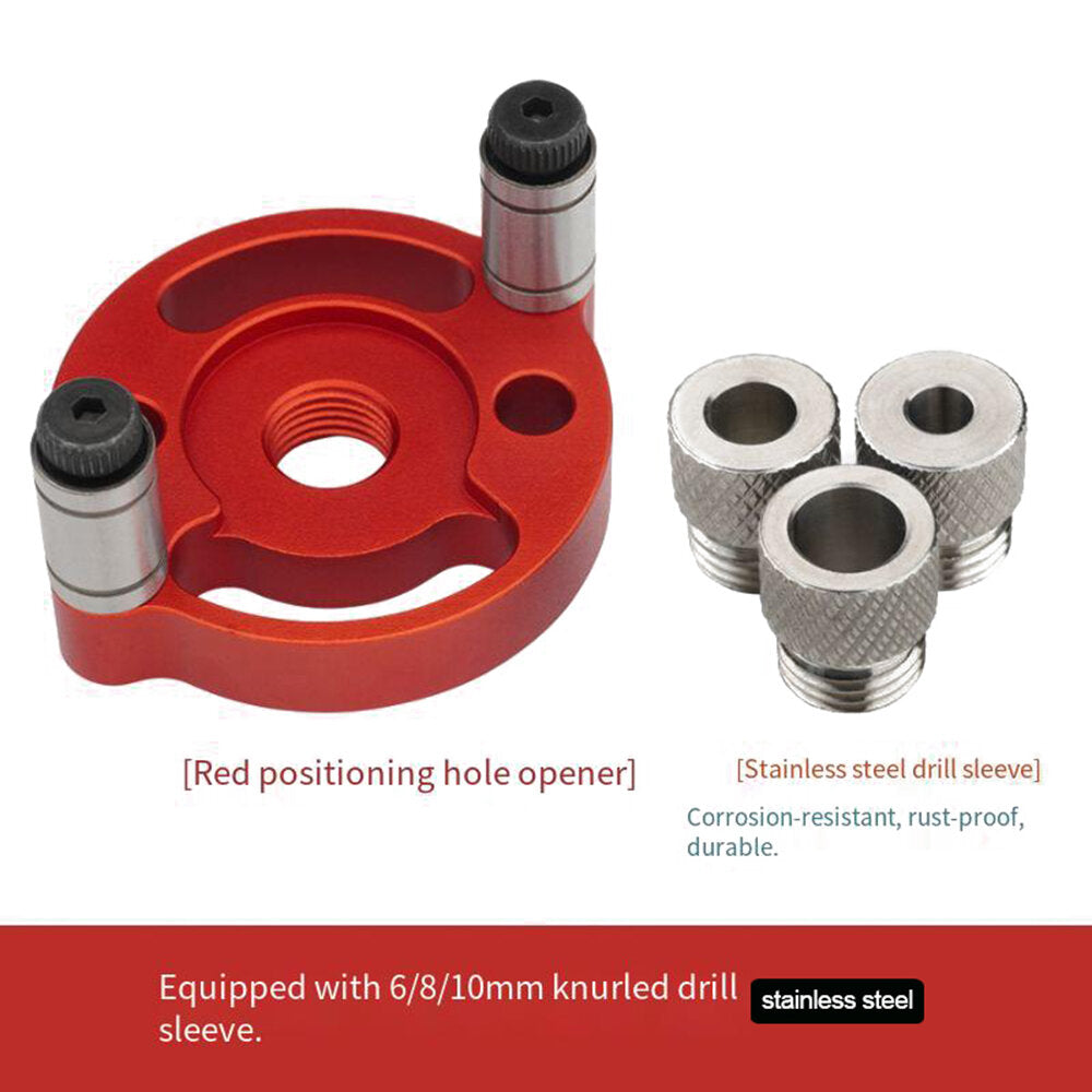 Single Hole Positioning Puncher for Woodworking with Drill Bit Sets, 3-10mm, Red/Black, Precise & Versatile Tool