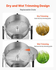 Greenzech Electric Bowl Leaf Trimmer 370mm – Brushless Motor Dual Wet/Dry Hydroponic Bud Trimmer with Transparent Lid & Collection Bag