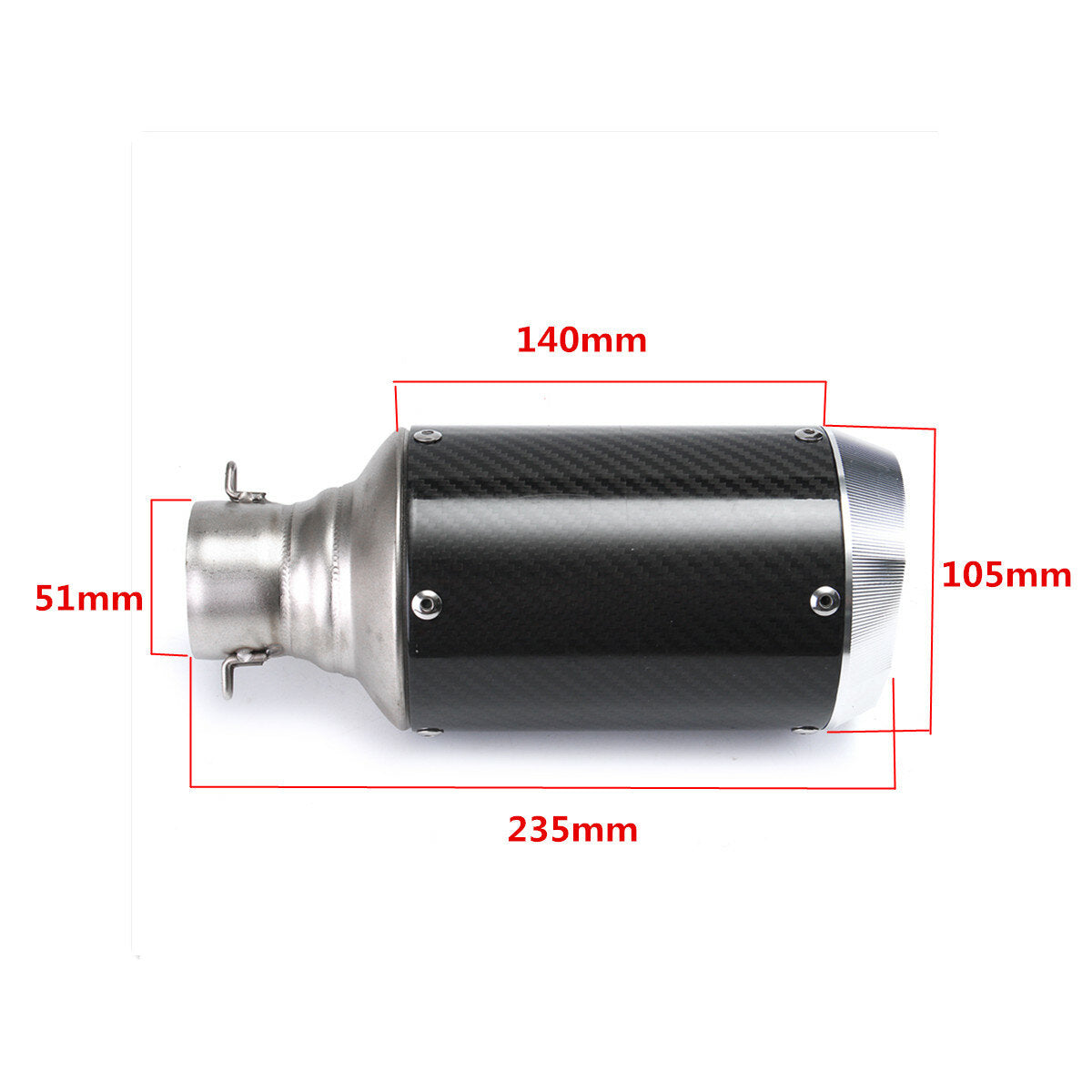 Motorcycle 51mm Slip-On Round Exhaust Muffler Carbon Fiber Universal