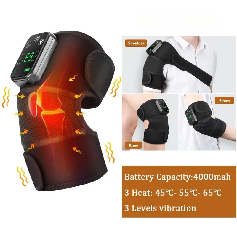 Heated Massage Shoulder Pad with 3 Temperature Settings, Vibration Modes, and Digital Controller - Black/Grey