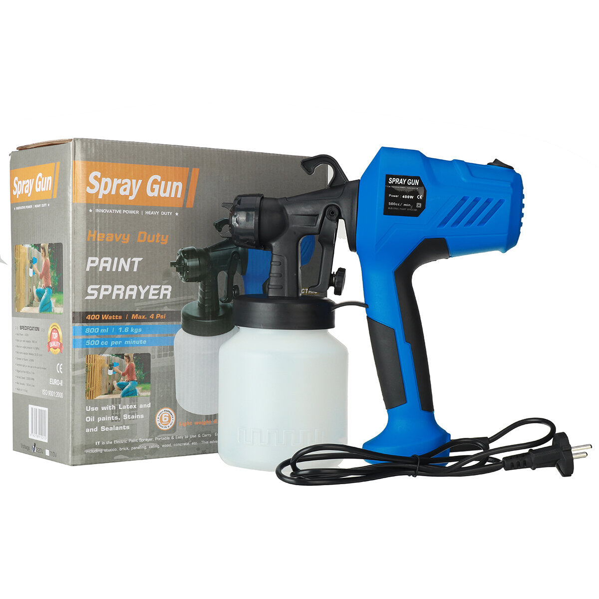 400W Electric Paint Sprayer Portable Handheld Paint Spray Guns for Indoor Home Fence DIY Painting Tool