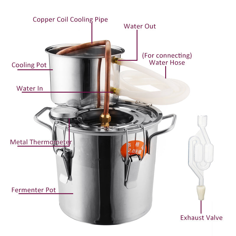 6L Alcohol Water Distiller Copper Fruit liquor Making Tool Household Bar Sets