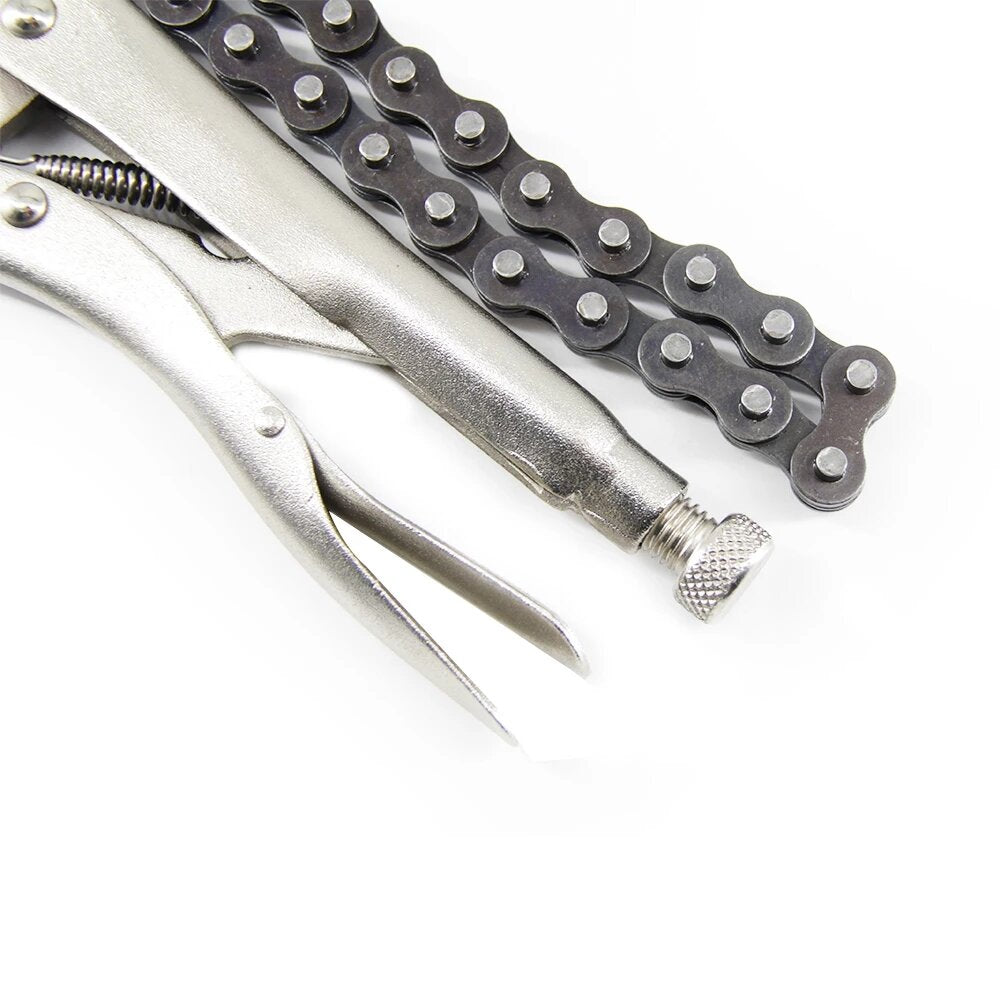 1PCS 9 Inch Chain Clamp Pliers Locking Grip Wrench Pipe Wrench Compound Leverage Function