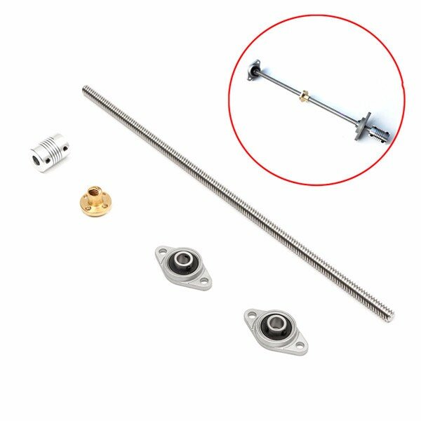 T8 300mm Lead Screw with Bearing Block and Shaft coupling