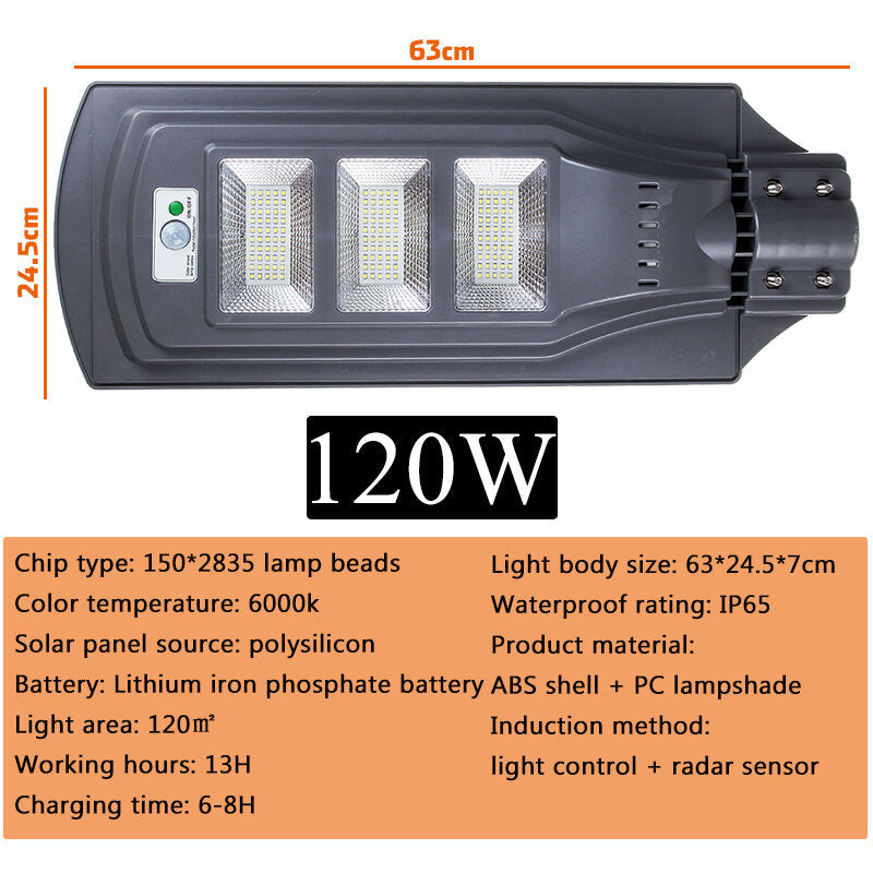 40W 80W 120W Sensor LED Solar Light  2835 Wall Street Lamp Garden Outdoor Lighting + Remote Control