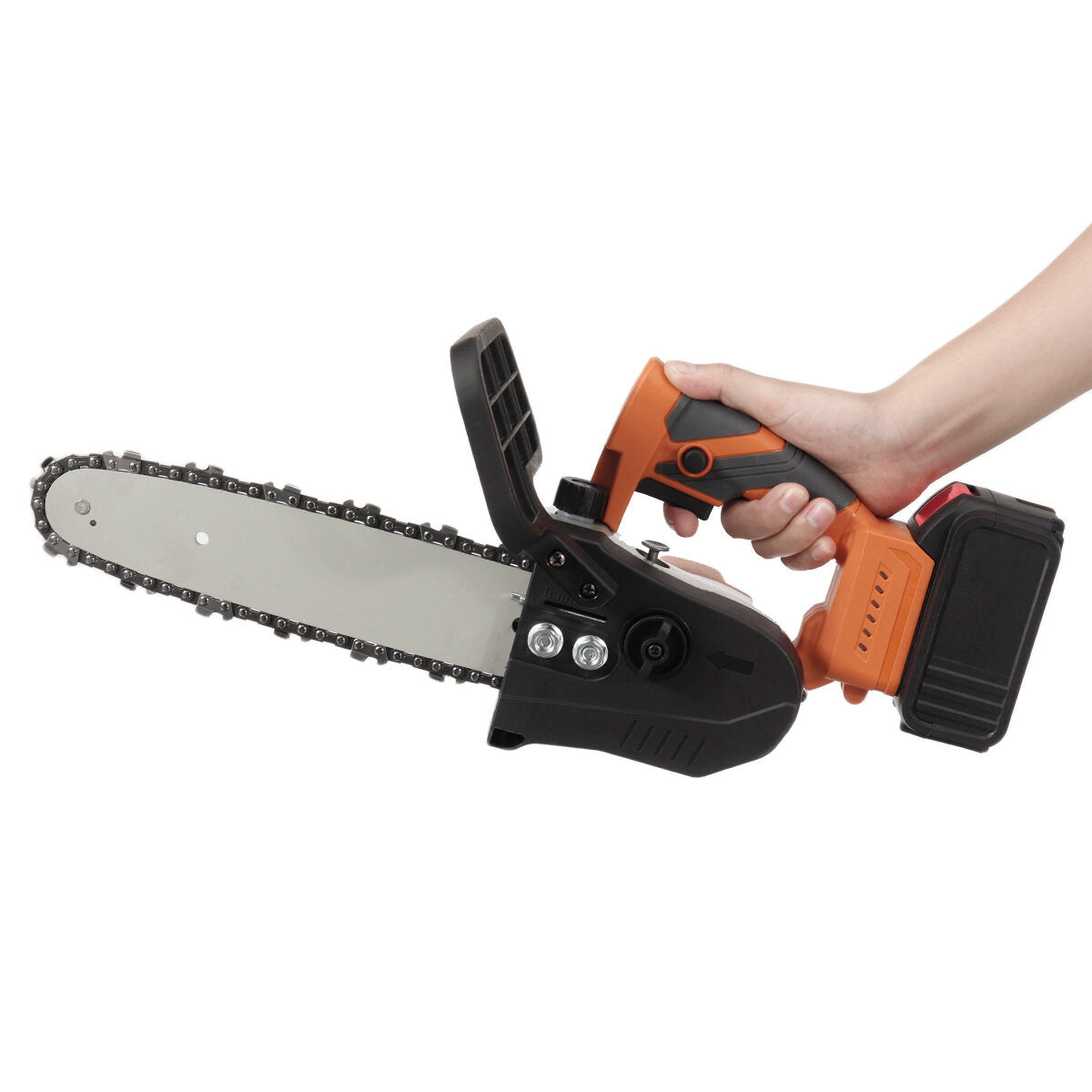 10in Rechargeable Brushless Electric Chain Saw One-Hand Saw Woodworking Wood Cutter