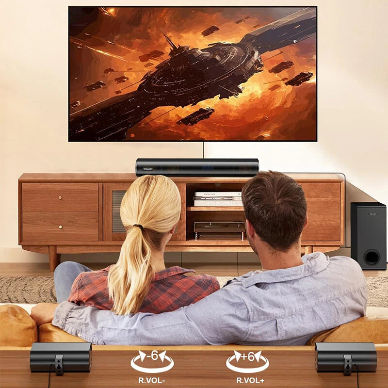 Dolby Atmos Soundbar 380W 5.1CH Soundbar with 5.25'' Subwoofer 2 Rear Speakers Wired Surround Sound System eARC ARC Optical Connection Compact bluetooth Speaker Soundbar