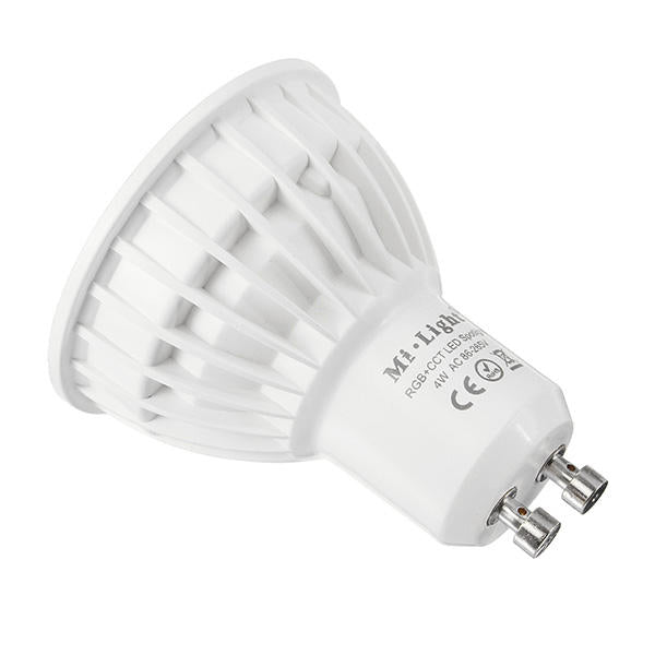 Dimmable GU10 4W Mi Light 2.4G Wireless RGBCCT LED Spot Lightt Lamp Bulb AC86-265V