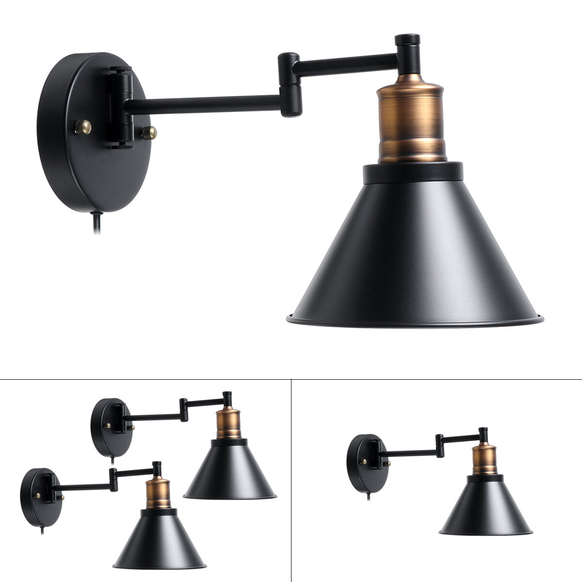 1/2Pcs 220V Adjustable LED Wall Light Lampshade Lamp Cover Holder Fixture Dinning Room Without Bulb