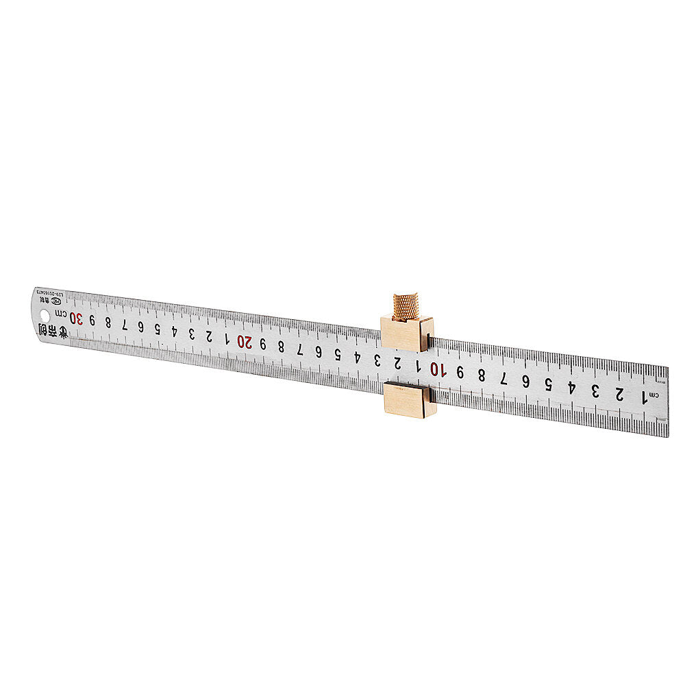 Woodworking Metric and Inch Line Scribe Ruler Positioning Measuring Ruler 300mm Marking T-Ruler Woodworking Tool