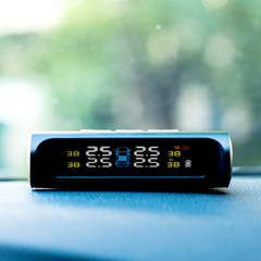 Solar Power Tire Pressure Monitor System Universal Tester Wireless LCD Display with 4 External Sensors