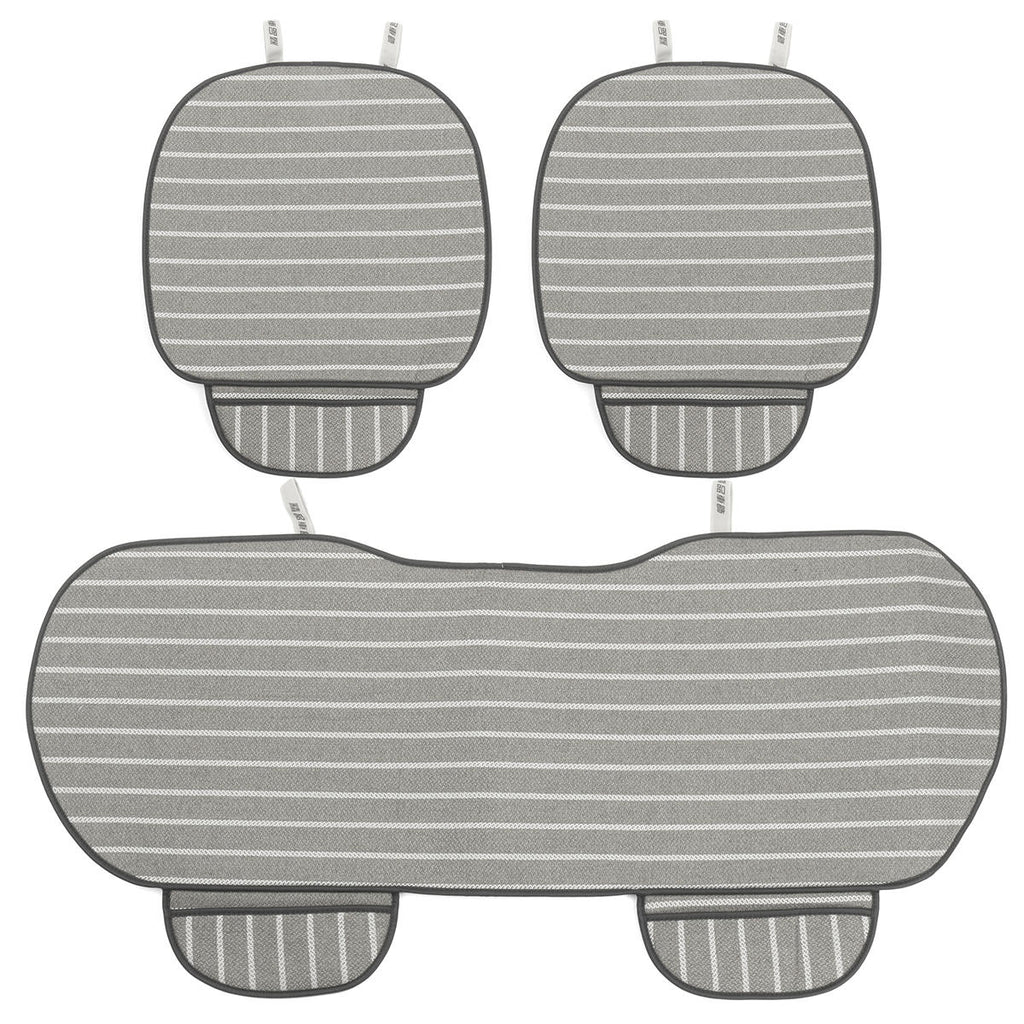 3Pcs Car Seat Cover 5 Seats Breathable Linen Fabric Pad Mat Auto Chair Cushion