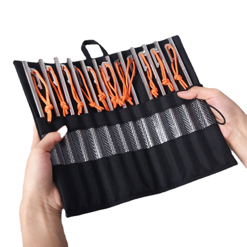 Tent Stakes Bag Cutlery Storage Bag Outdoor Camping Tent Pegs Nails Drawstring Storage Travel Stuff Sack