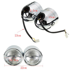 12V H4 35W Dual Twin Motorcycle Headlight Dominator Tracker Streetfighter Headlamp+Bracket