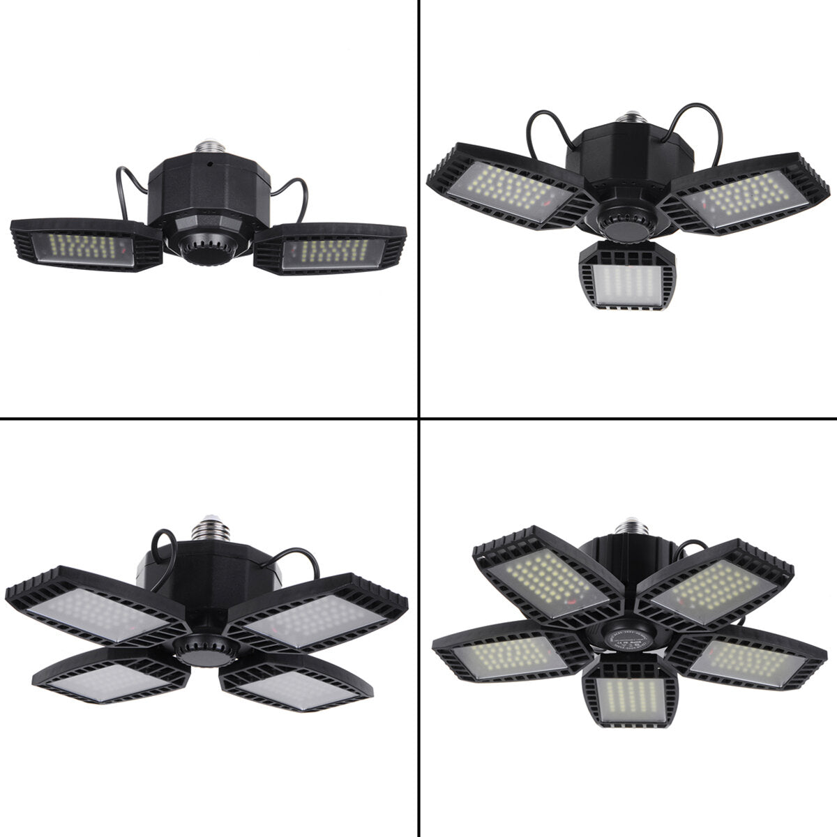 2/3/4/5 Blade Deformable LED Foldable Garage Light Mining Workshop Supermarket Ceiling