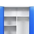 Locker cabinet with 2 doors 90x40x180 cm metal gray and blue