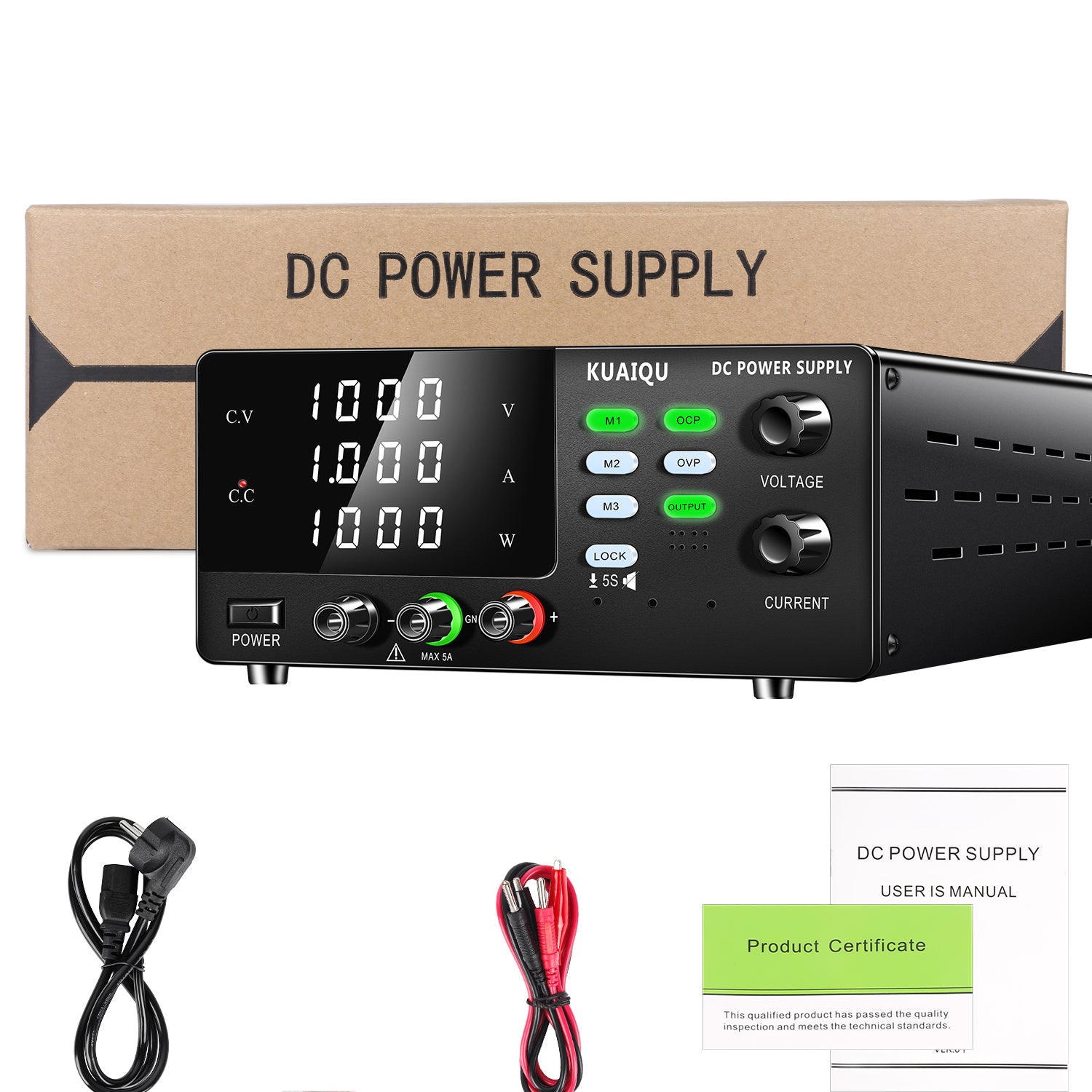 DC Power Supply 1000V 1A 1000W USB RS-232 RS-485 LED Display Programmable Voltage Current Power Supply Multiple Protections
