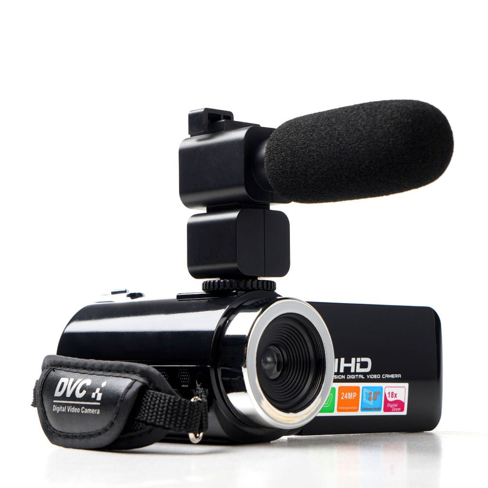 4K Full HD 1080P 24MP 18X Zoom 3 Inch LCD Digital Camcorder Video DV Camera 5.0MP CMOS Sensor for YouTube Vlogging