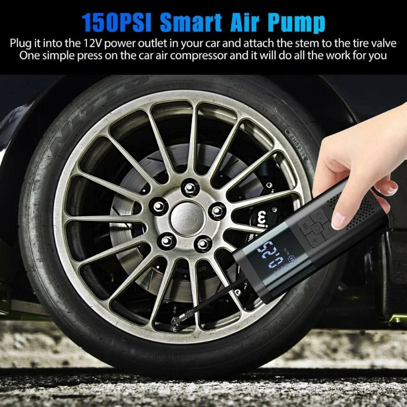 Bike Air Compressor Mini Electrical Air Pump with LED Lamp Power Bank Function Portable Wireless Tire Inflatable Pump Inflator