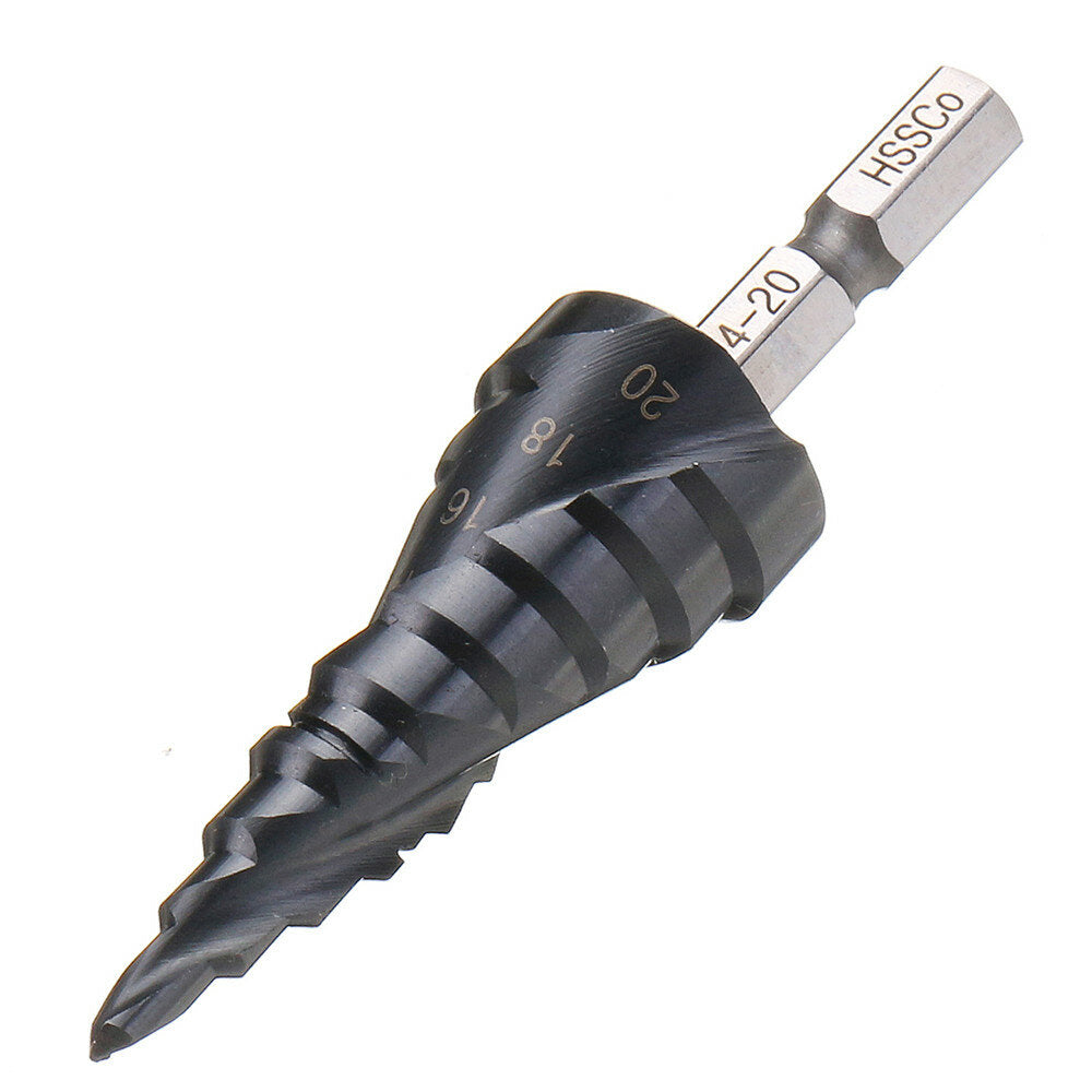 M35 Cobalt Step Drill Bit 3-12/4-12/4-20mm TiAlN Coated Step Drill 1/4 Inch Hex Shank