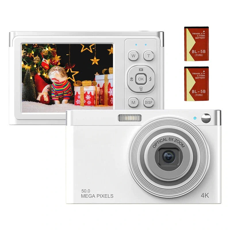 4K 50MP Digital Camera Video Camcorder 2.88" IPS Screen AF 8X Zoom 750mAh Portable Mirrorless Camera