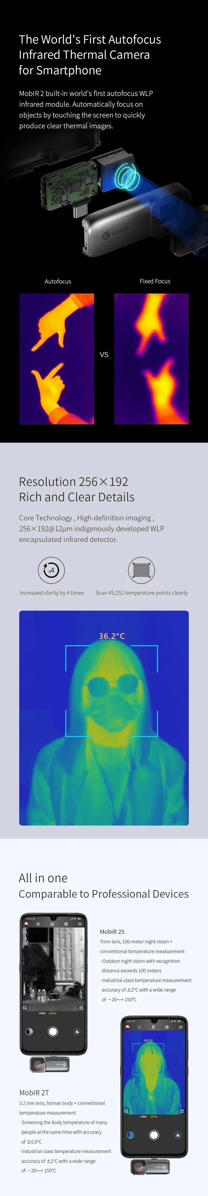 GreenZech Elite Focus 256 | Autofocus Smartphone Thermal Camera | 256x192 HD Infrared Imager for Android USB-C