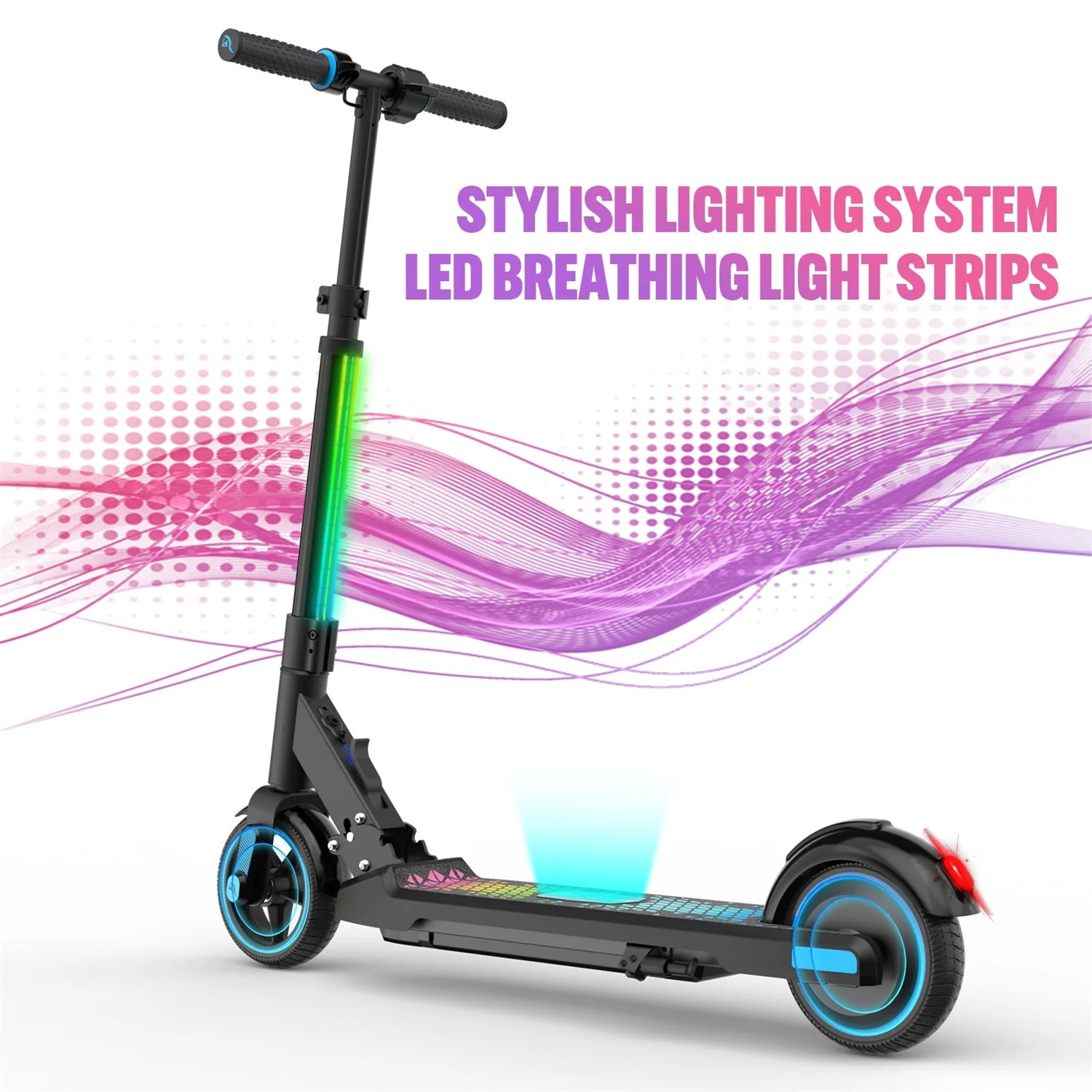 Electric Scooter 25.2V 2.6AH Battery 150W Motors 6.5inch Tires 8KM Max Mileage 60KG Max Load Folding Kids Electric Scooter for 6-12 Years Old