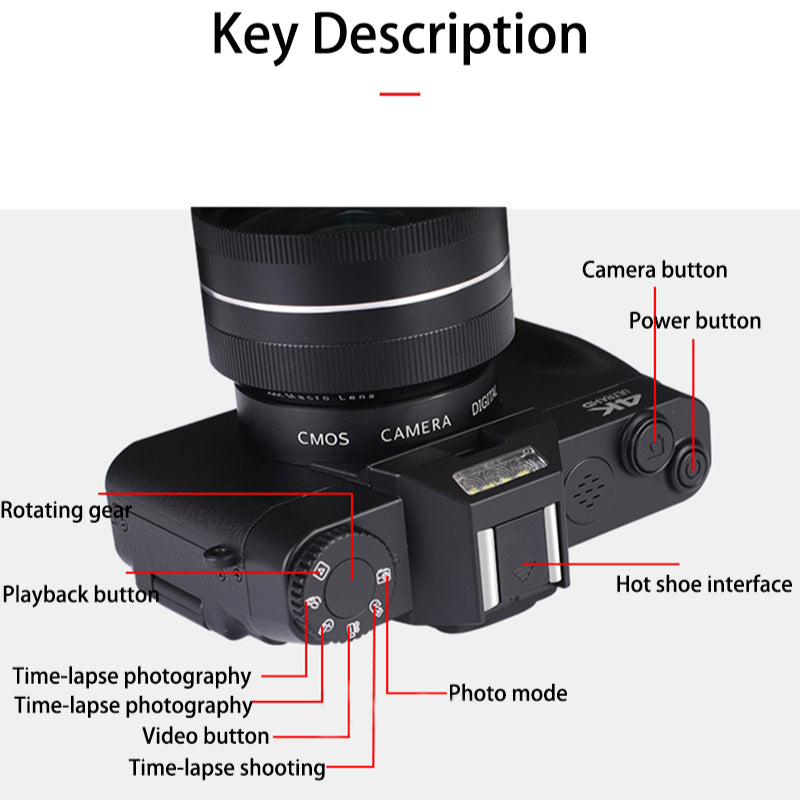 48MP 4K HD Digital Camera Vlogging Camcorder 30FPS Wi-Fi 16X Zoom Video Camera Camcorder Recording Camera for YouTube