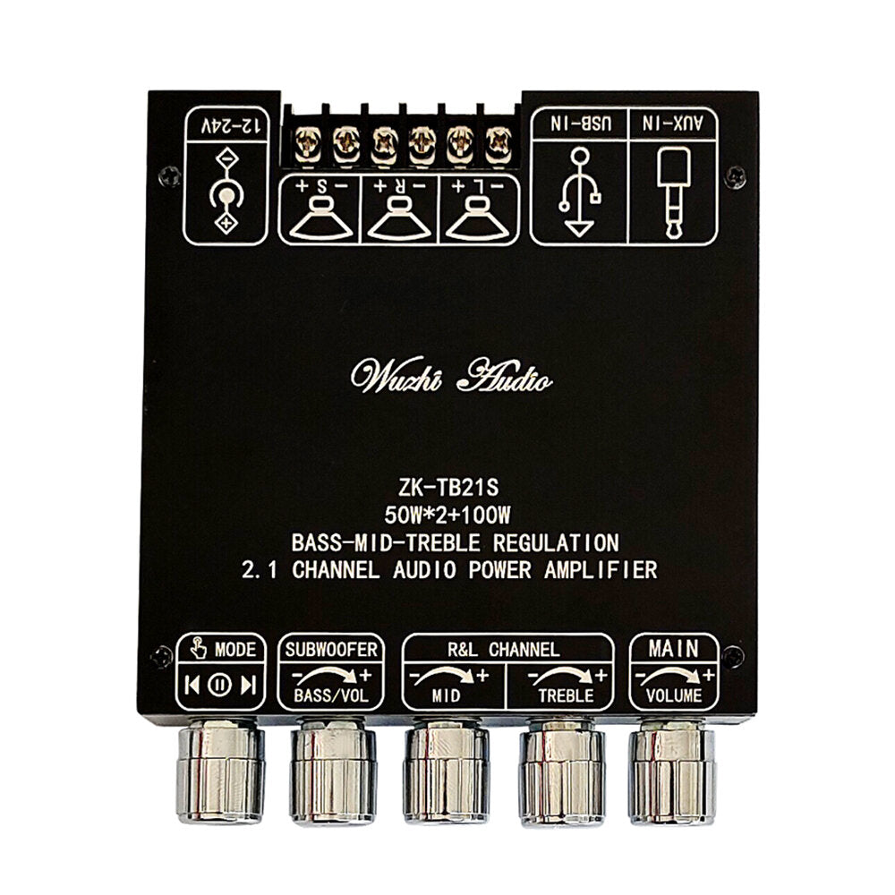 2.1 Channel Bluetooth Audio Amplifier Board Module Subwoofer Mid-pitched High-pitched TPA3116 Bass AMP 50WX2+100W