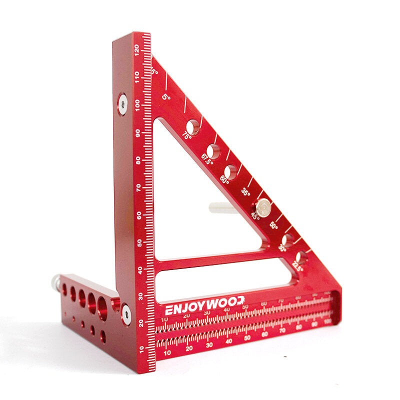 5-Inch Red Woodworking Scribing Rule - 3-in-1 Compact Tool, Lightweight, Metric/Imperial, Ideal for Woodworking Enthusiasts