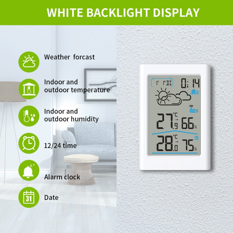 LCD Digital Smart Wireless Weather Station In/Outdoor Thermometer Hygrometer Remote Sensor Alarm Time Clock Weather Forecast
