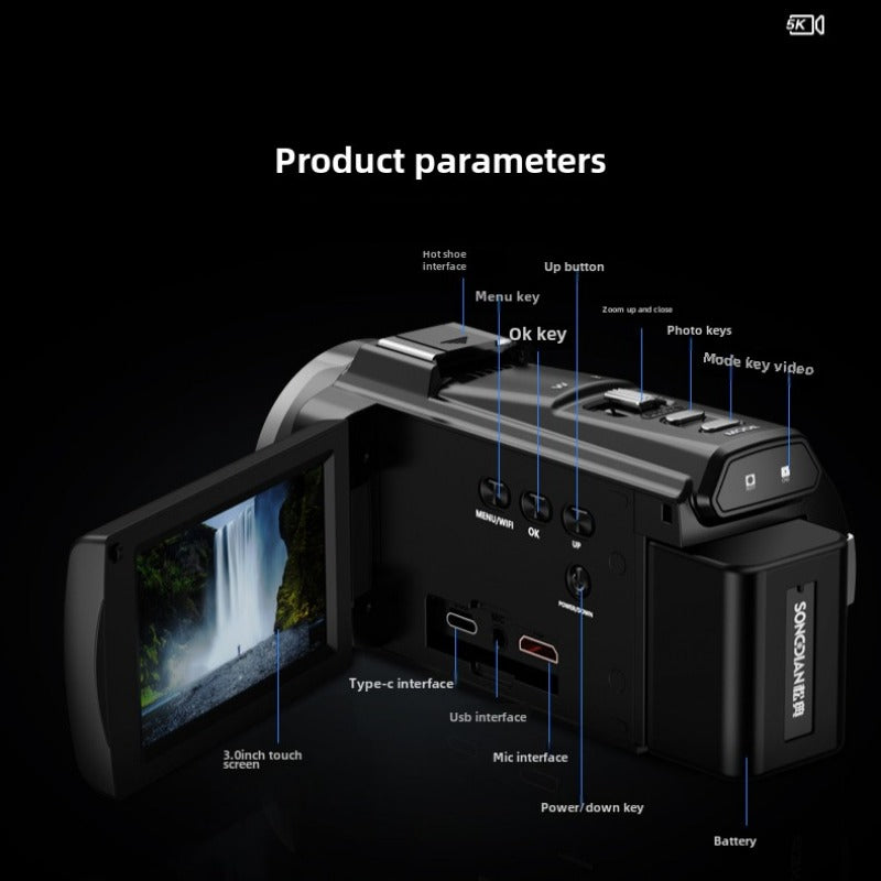 5K 56MP 18X Digital Zoom Video Camcorder Wireless WiFi Camera Infrared Night Vision Anti-shake Camaras for Recording Vlog