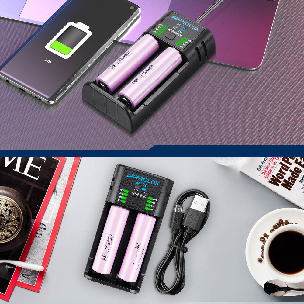 2 in1 USB Charging Mini Battery Charger Portable Mobile Phone Power Bank Current Optional Charger For 18650 21700 26650 Li-ion Battery