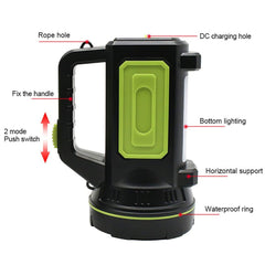 Super Bright LED Spotlight 2 Modes USB Rechargeable Searchlight Flashlight Work Light Waterproof Camping Hunting