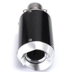 Motorcycle 51mm Slip-On Round Exhaust Muffler Carbon Fiber Universal