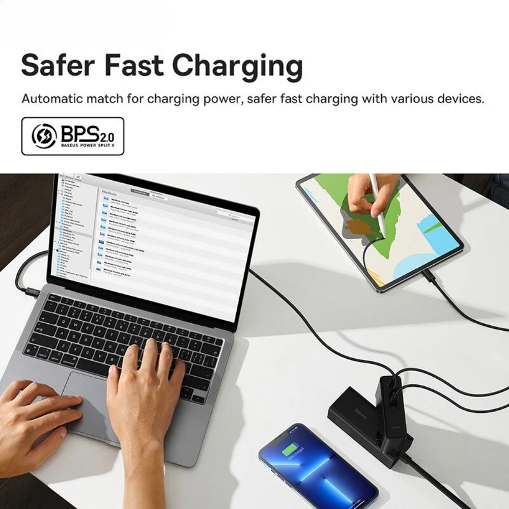 140W USB-C Charger with 2 Ports, EU Plug, Fast Charging, Compact Design for Phones, Tablets, Laptops - Black