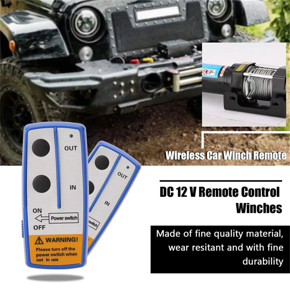Electric Winch 4500LBS 12V Motorized Steel Cable Wireless Remote Offroad Recovery Heavy Duty Puller Snow Mud Towing Self Recovery