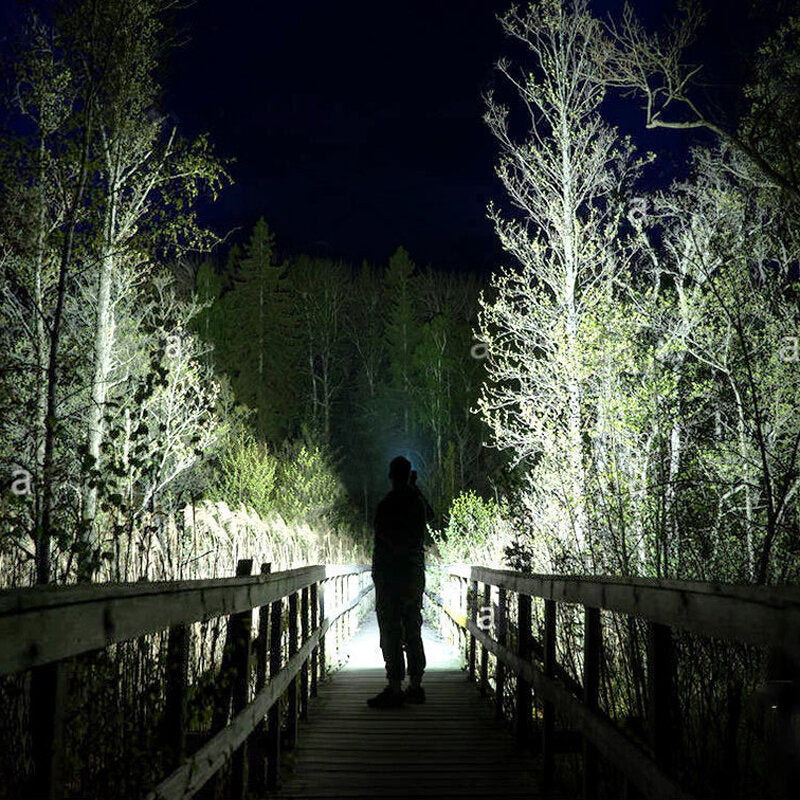 Double Light 500m Long Range Strong Flashlight with COB Sidelight USB Rechargeable Powerful Handheld Spotlight LED Searchlight